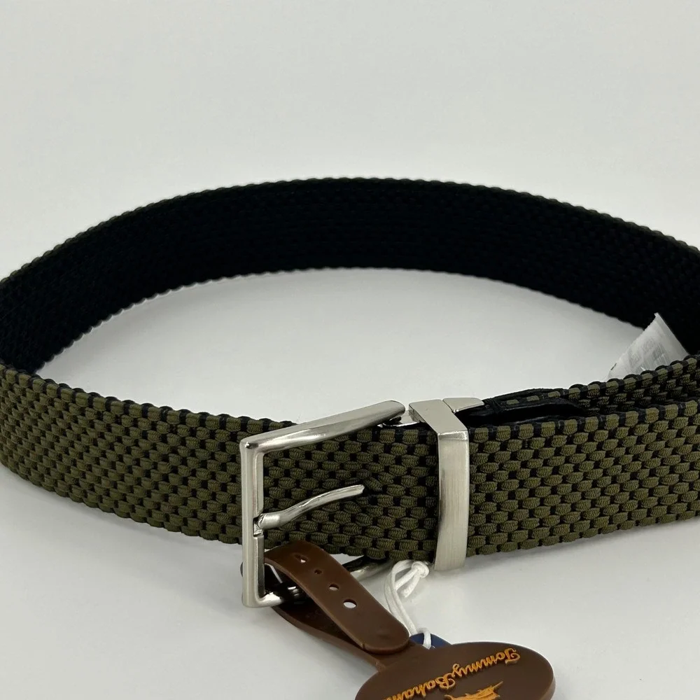 Tommy Bahama Mens Reversible Woven Stretch Belt Olive Black 11TM030015 Small